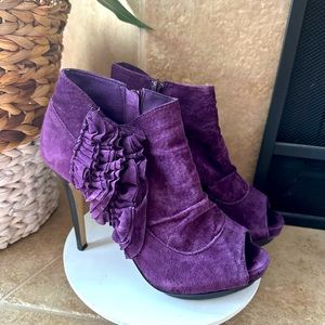 Purple peep toe booties